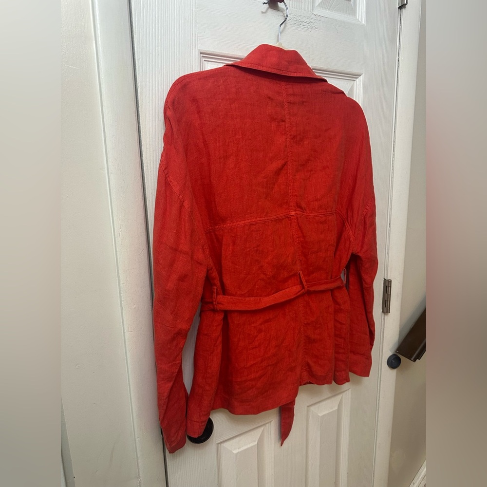 Zara Basic Red Orange Linen Blend Jacket/Blazer, … - image 6
